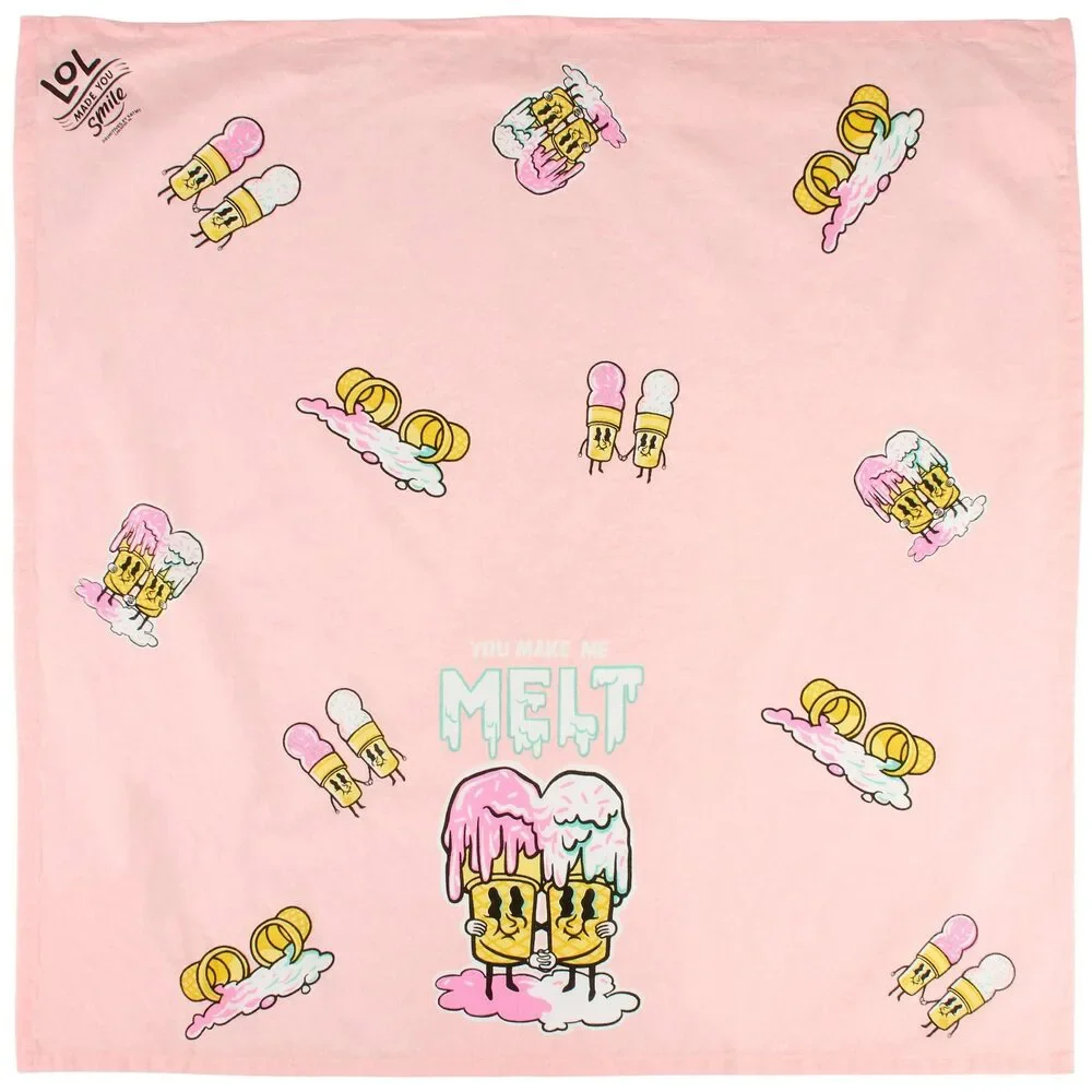 You Make Me Melt Kitchen Towel | Pink Ice Cream Cotton Dish Towel | 28” x 28”